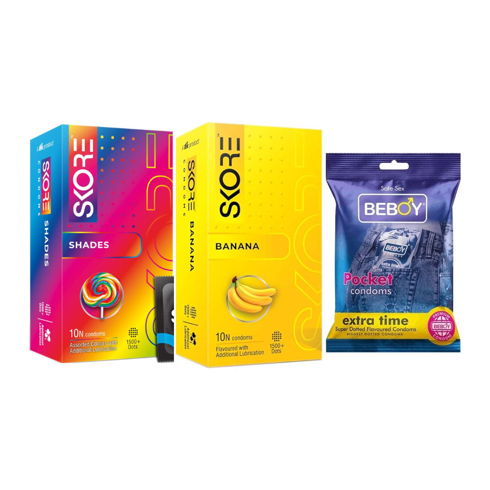 Skore Banana 1500+Dots Condoms 3's Pack