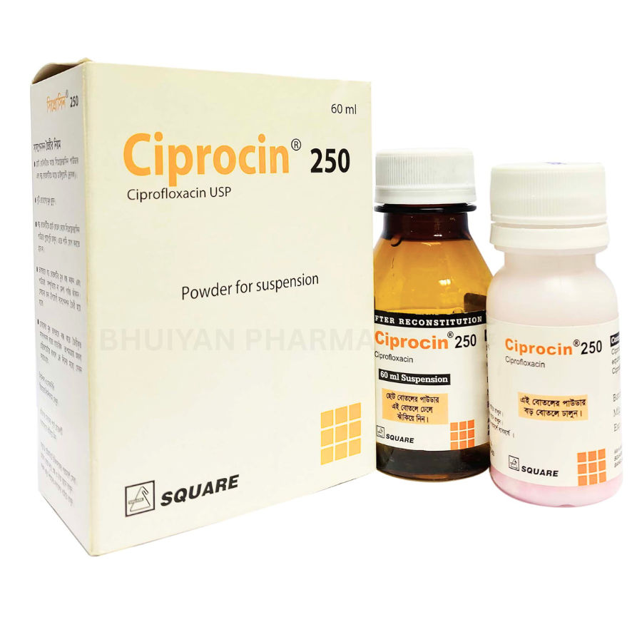 CIPROCIN POWDER FOR SUSPENSION 250 MG/5 ML 60 ML BOTTLE