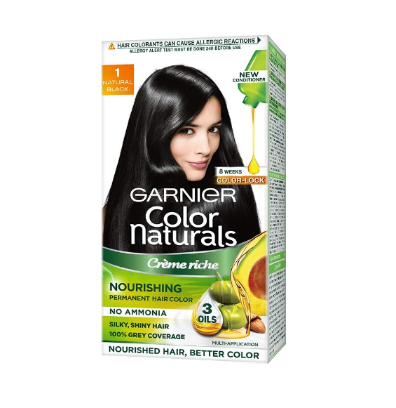 Garnier Color Naturals Creme Riche Hair Color (70ml+60g) - Shade 1 Natural Black