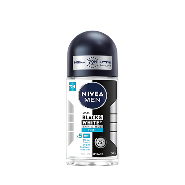 Nivea Men Black & White Invisible Original 72H Roll-On Deodorant 50ml – X5 Anti Odour & Sweat